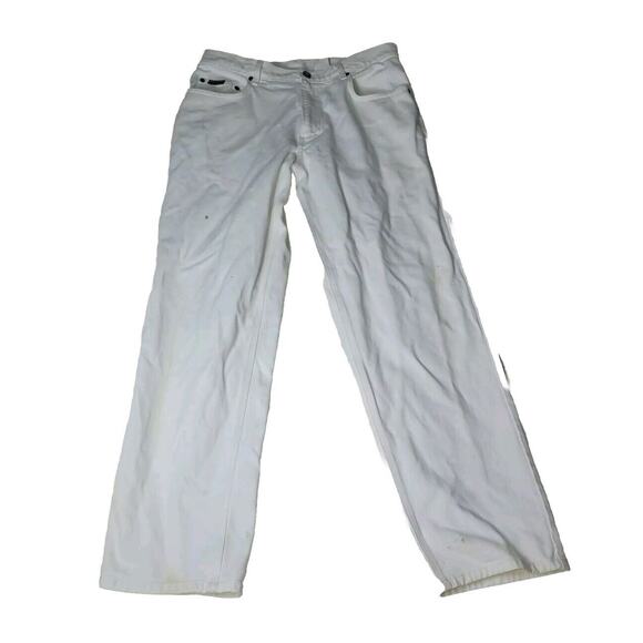 Vtg Calvin Klein Jeans Mens Size 34X30 White Denim Pants Preppy Retro Workwear - Picture 1 of 16
